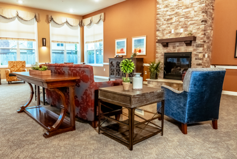 Fireplace and nook area