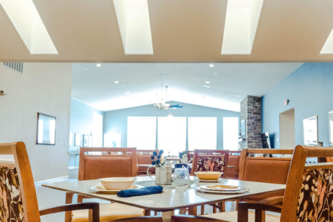 Dining area with sky lights